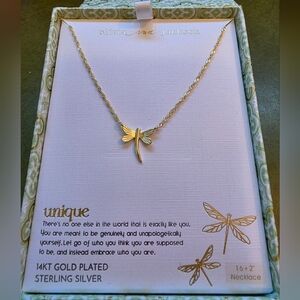 Olivia and Jackson Gold Dragonfly Pendant Necklace - Gold